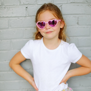 Babiators - Frosted Pink Heart | Purple Polarized Mirrored Lenses