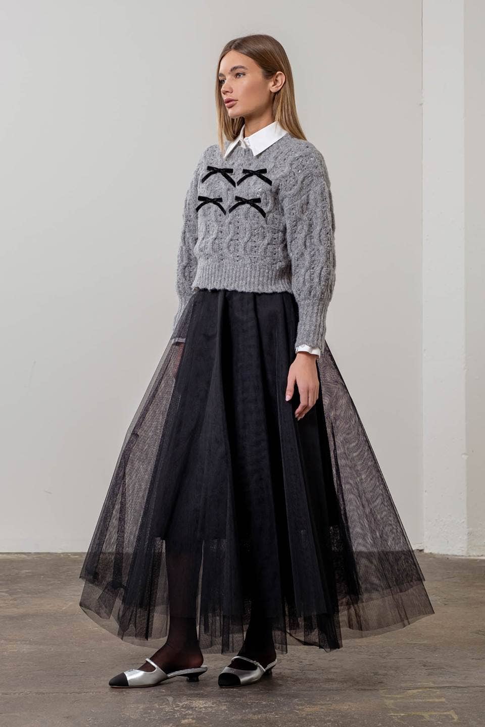 Image of Ribbon Detail Chunky Knit Sweater