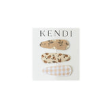 Colored Organics - KENDI Baby Hair Clips 3 Pack - Tan Gingham