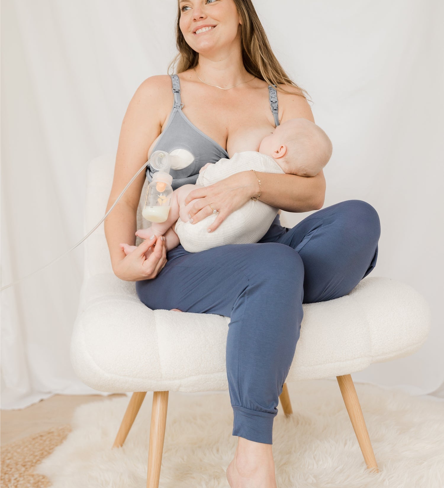 Sublime® Hands-Free Pumping & Nursing Bra | Grey