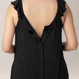 Ruffle Strap Labor & Delivery Gown | Black