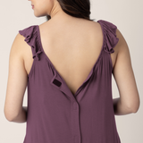 Ruffle Strap Labor & Delivery Gown | Burgundy Plum