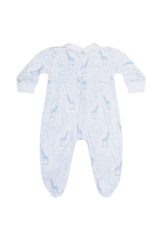 Nellapima - Blue Giraffe Print Smocked Footie
