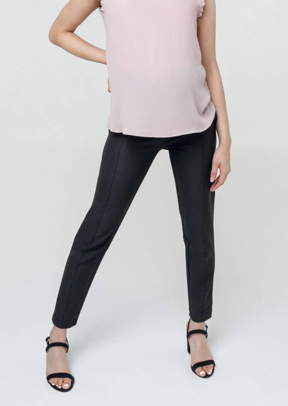 Image of MARION - Slim Leg Maternity Work Pants in Black