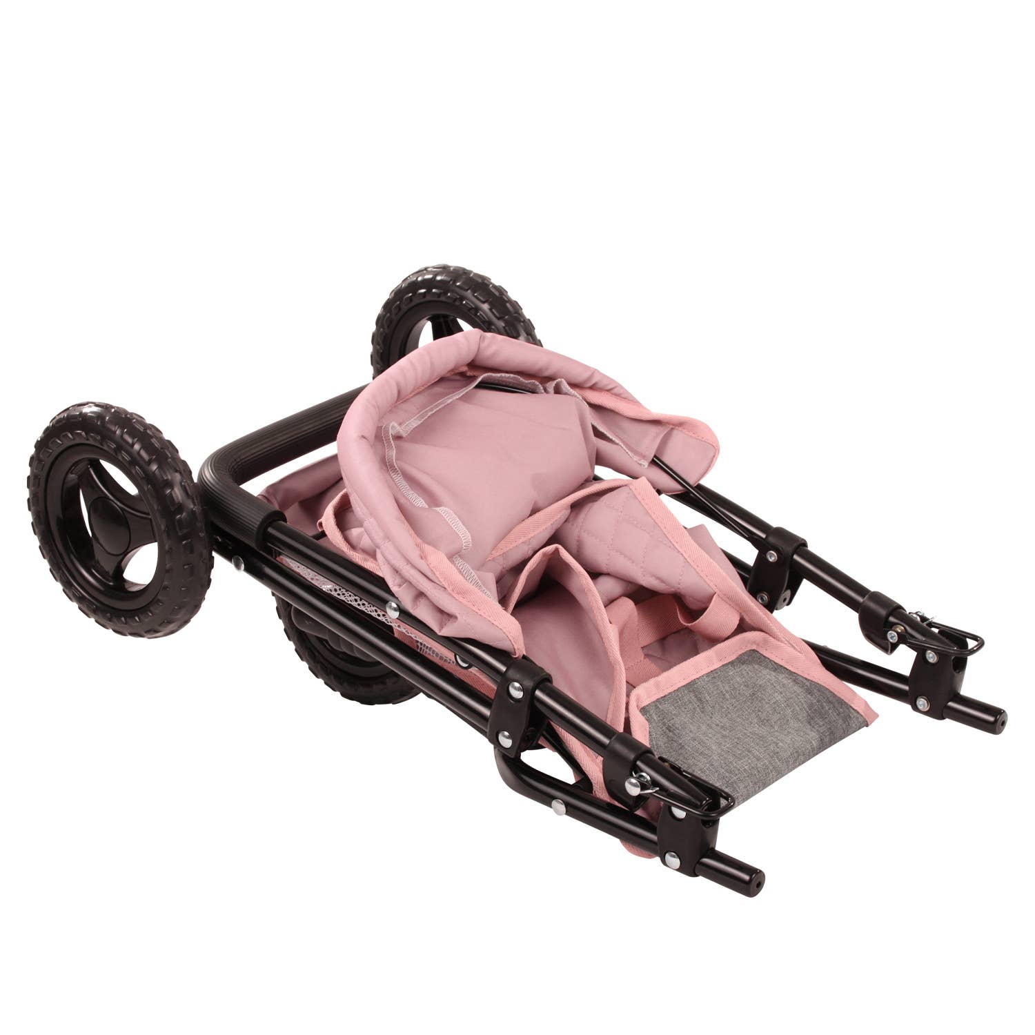 3-Wheel Compact Grey-Pink "Soft Mood" Doll Buggy