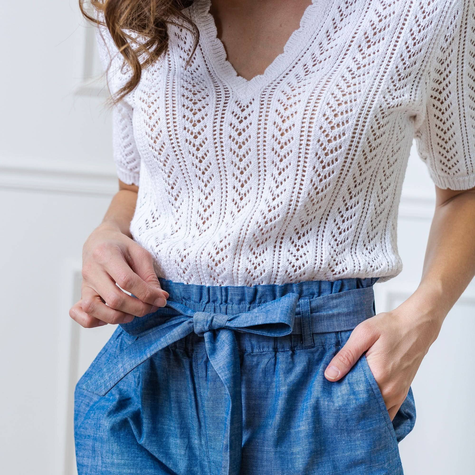 Image of Hope and Henry - V-Neck Pointelle Sweater