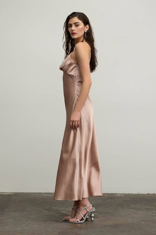 Satin Rosette Sleeveless Maxi Dress
