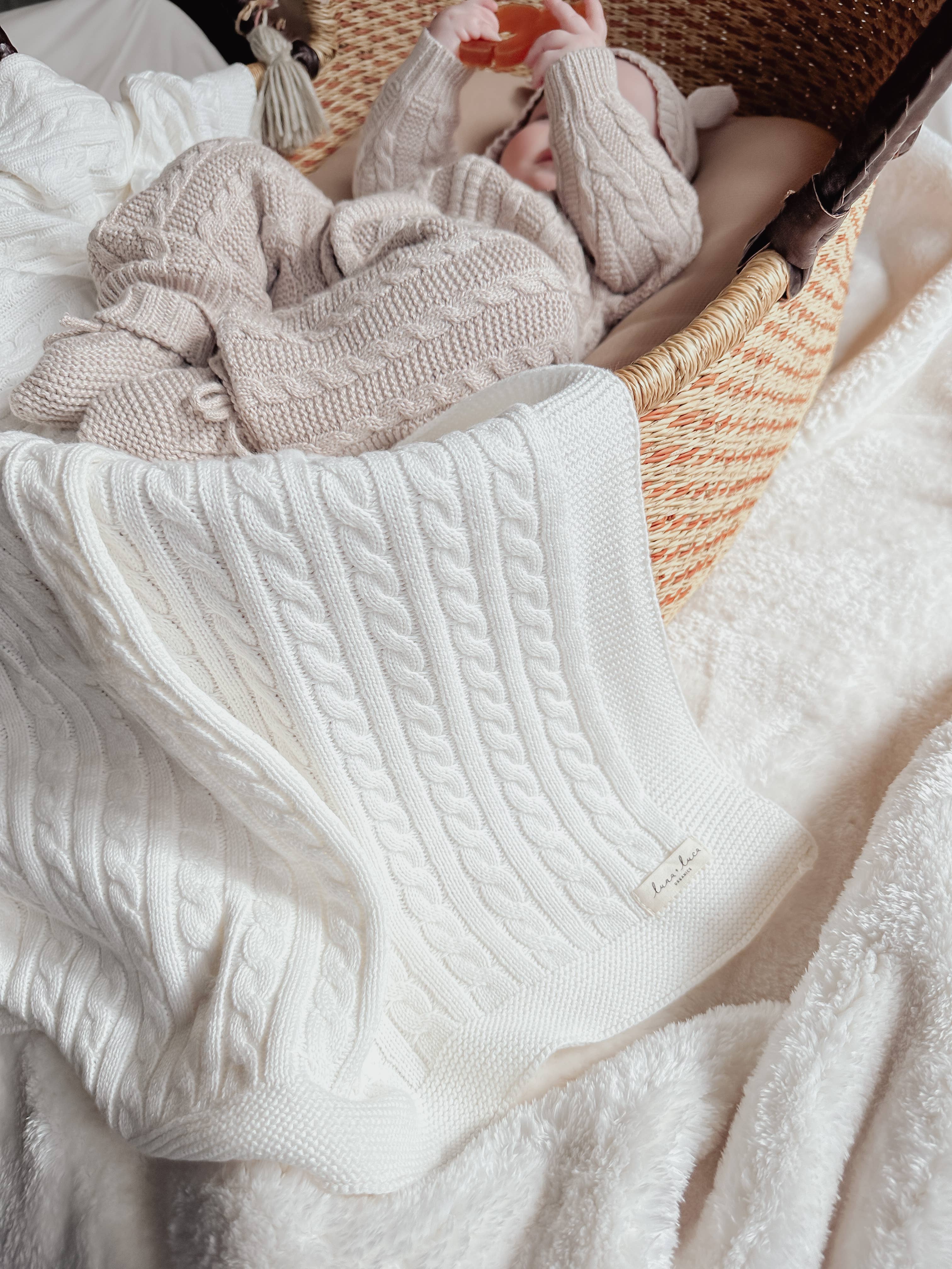 Luna + Luca Cable Knit Baby Blanket