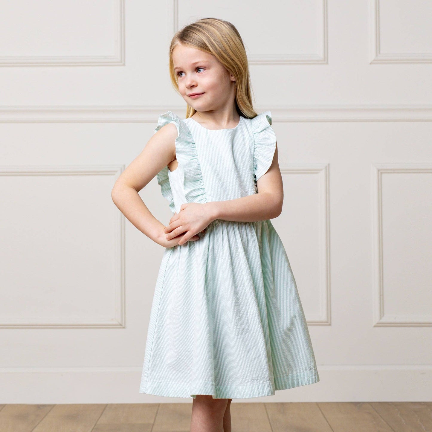 Hope and Henry - Organic Flutter Sleeve Open Back Dress