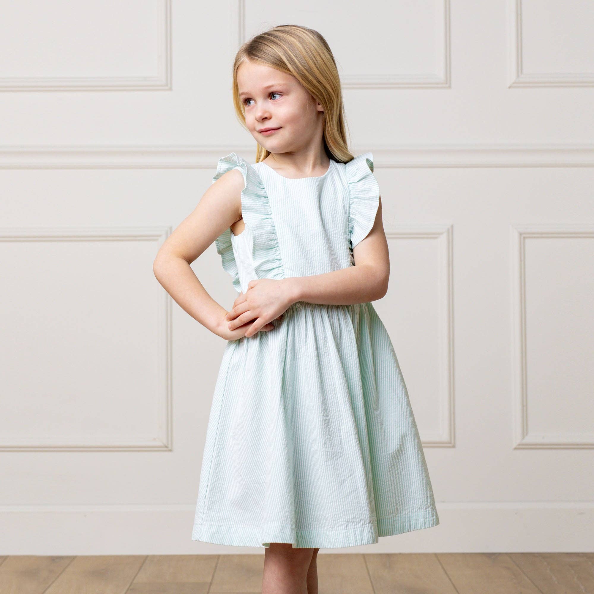 Hope and Henry - Organic Flutter Sleeve Open Back Dress