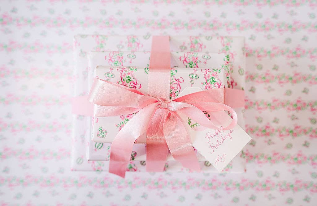 Image of Pearly Gates Designs - A Pink Christmas Wrapping Paper