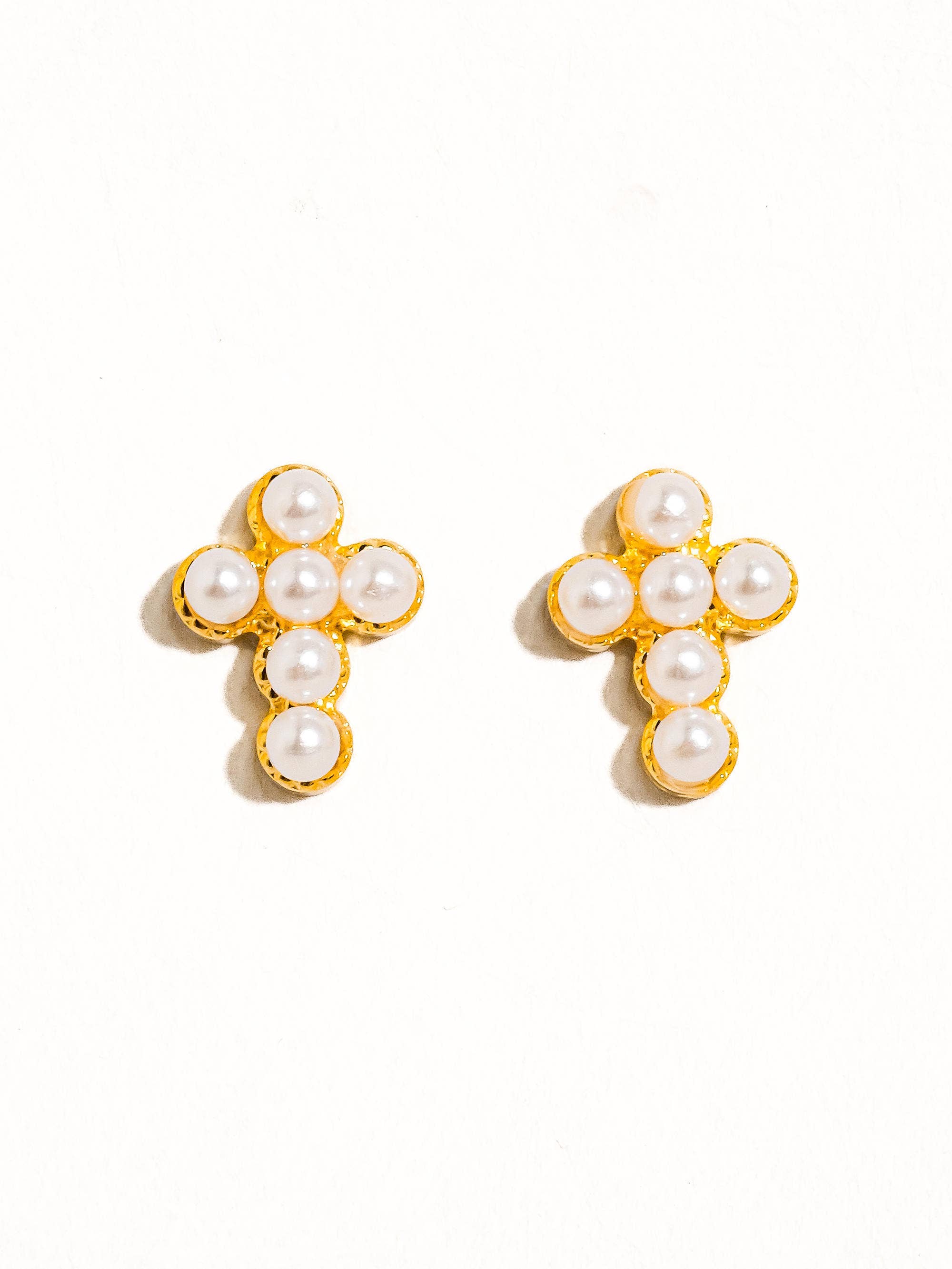 Image of Telo 18K Non-Tarnish Pearl Cross Stud
