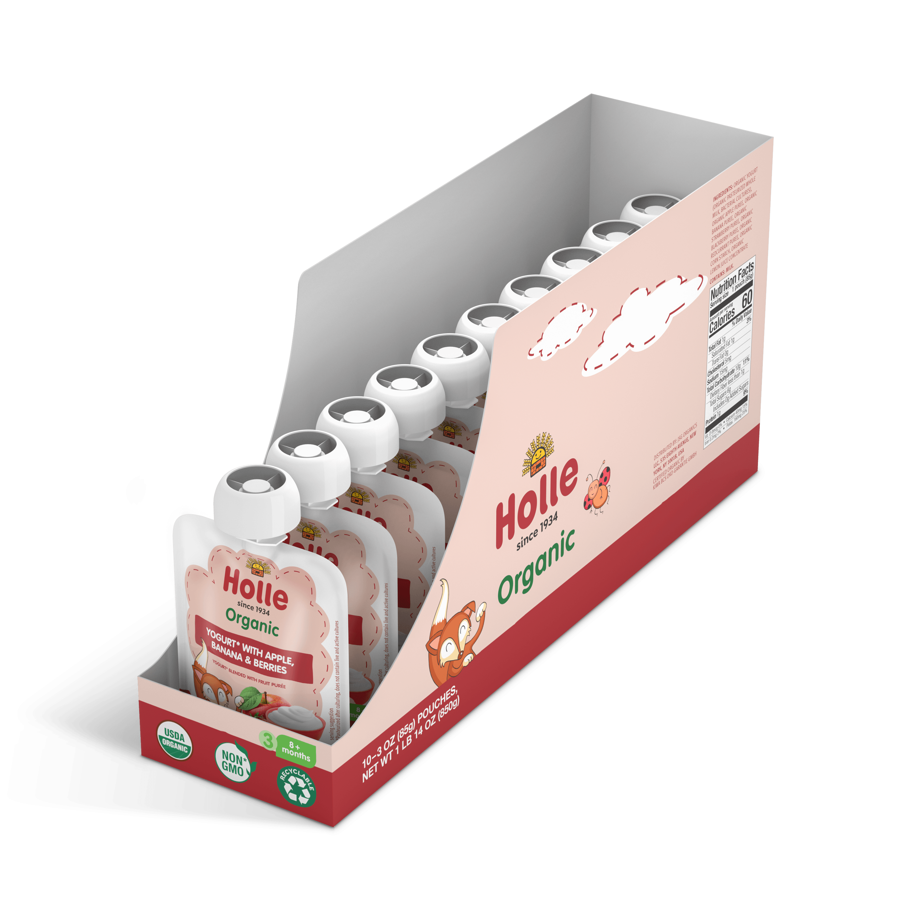 Image of Holle Organic Yogurt Pouches - Apple, Banana & Berries