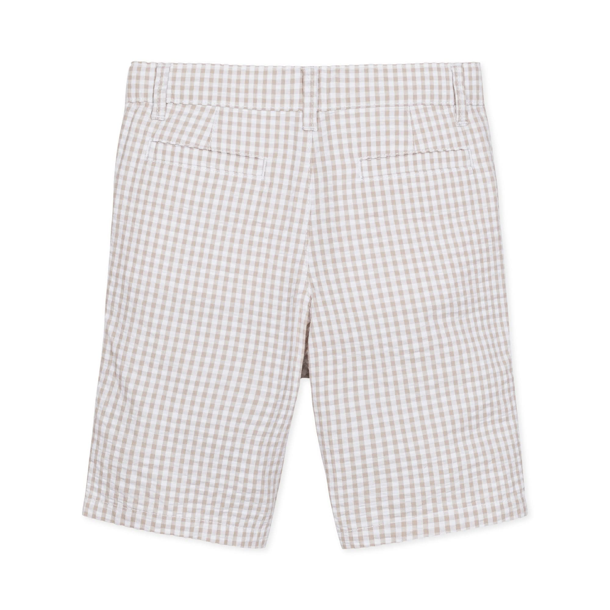 Hope and Henry - Organic Seersucker Short Taupe Gingham