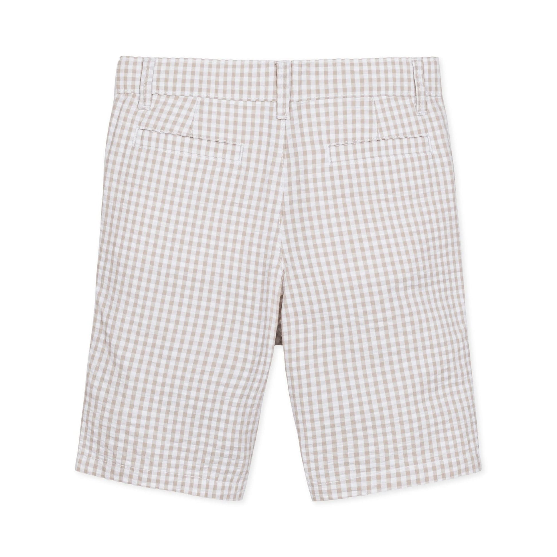 Hope and Henry - Organic Seersucker Short Taupe Gingham