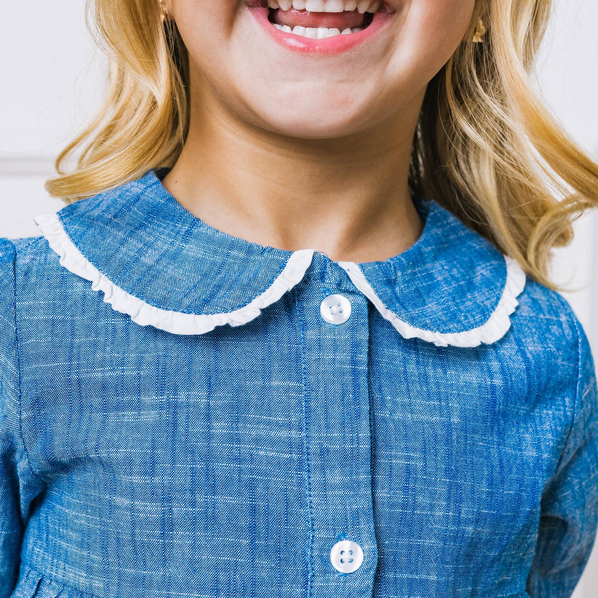 Image of Button Front Organic Chambray Dress