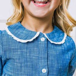Image of Button Front Organic Chambray Dress