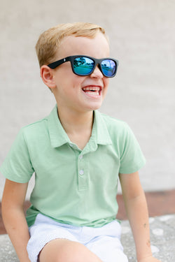 Image of Babiators - Jet Black Polarized Kid Sunglasses with Mirrored Lens: Ages 0-2