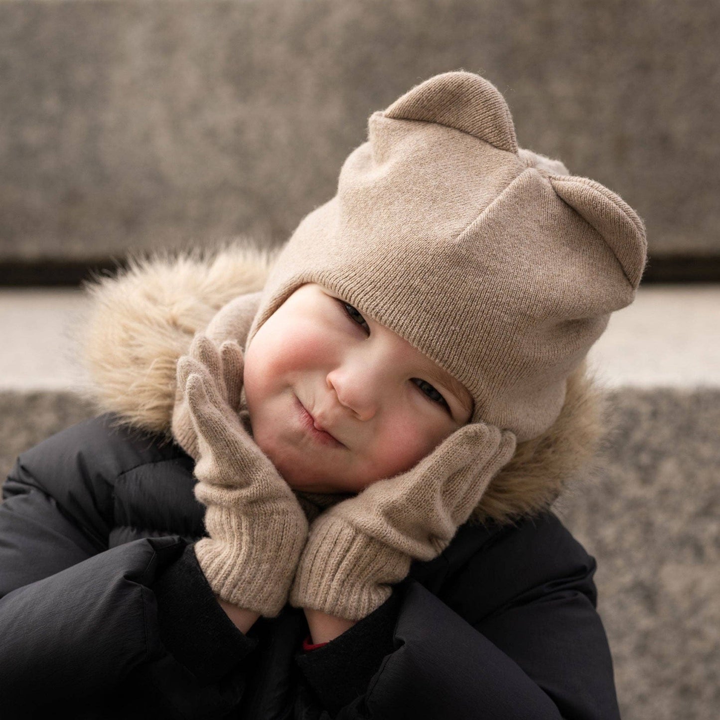 menique - Kids' Mittens Knitted Merino & Cashmere: 1-3 years / Dusty pink