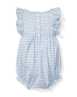 Image of Baby's Twill Ruffled Romper in La Mer