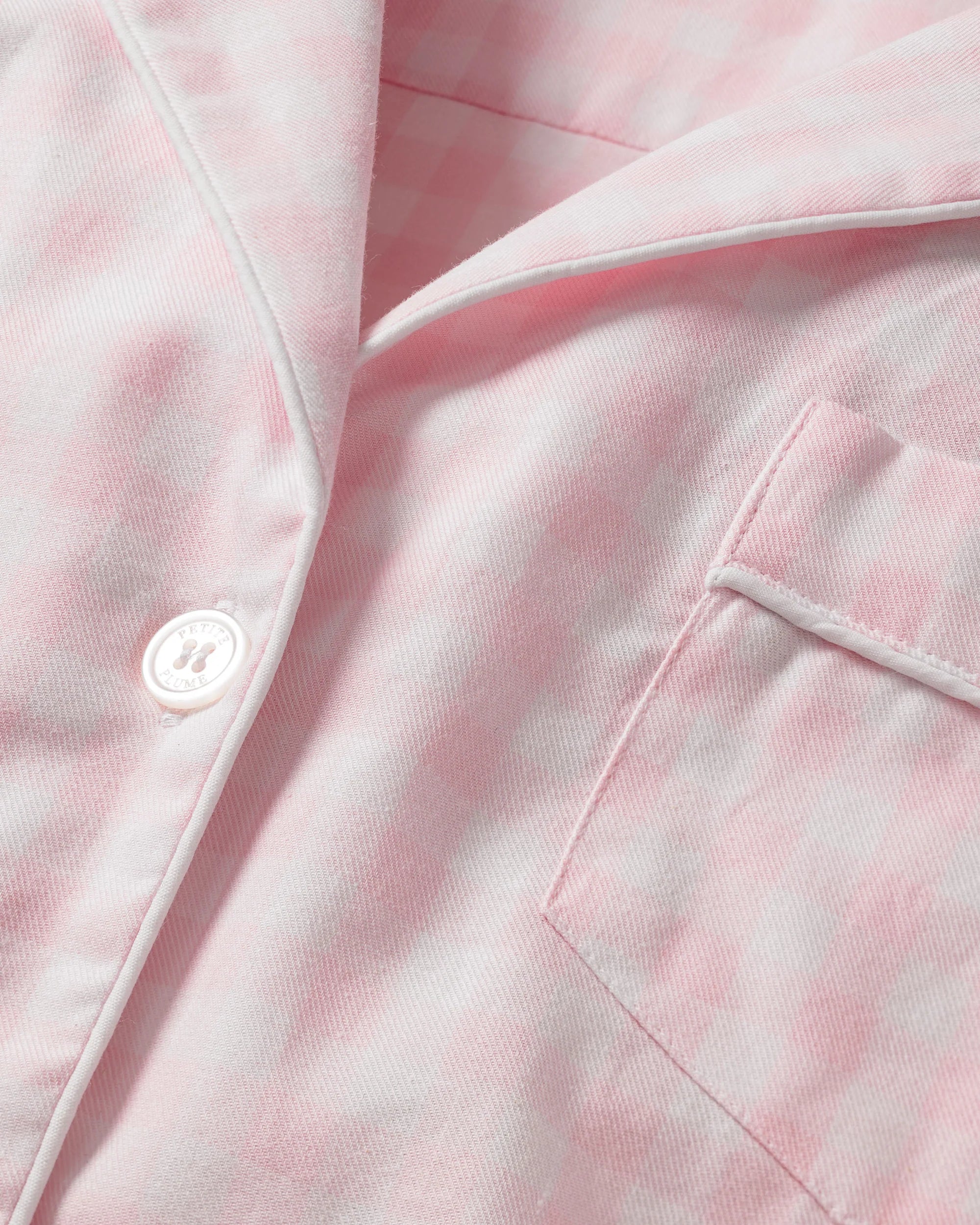 Image of Women's Twill Pajama Short Set in Pink Gingham
