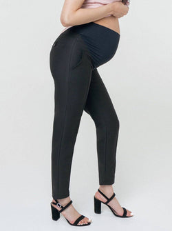 Image of MARION - Slim Leg Maternity Work Pants in Black