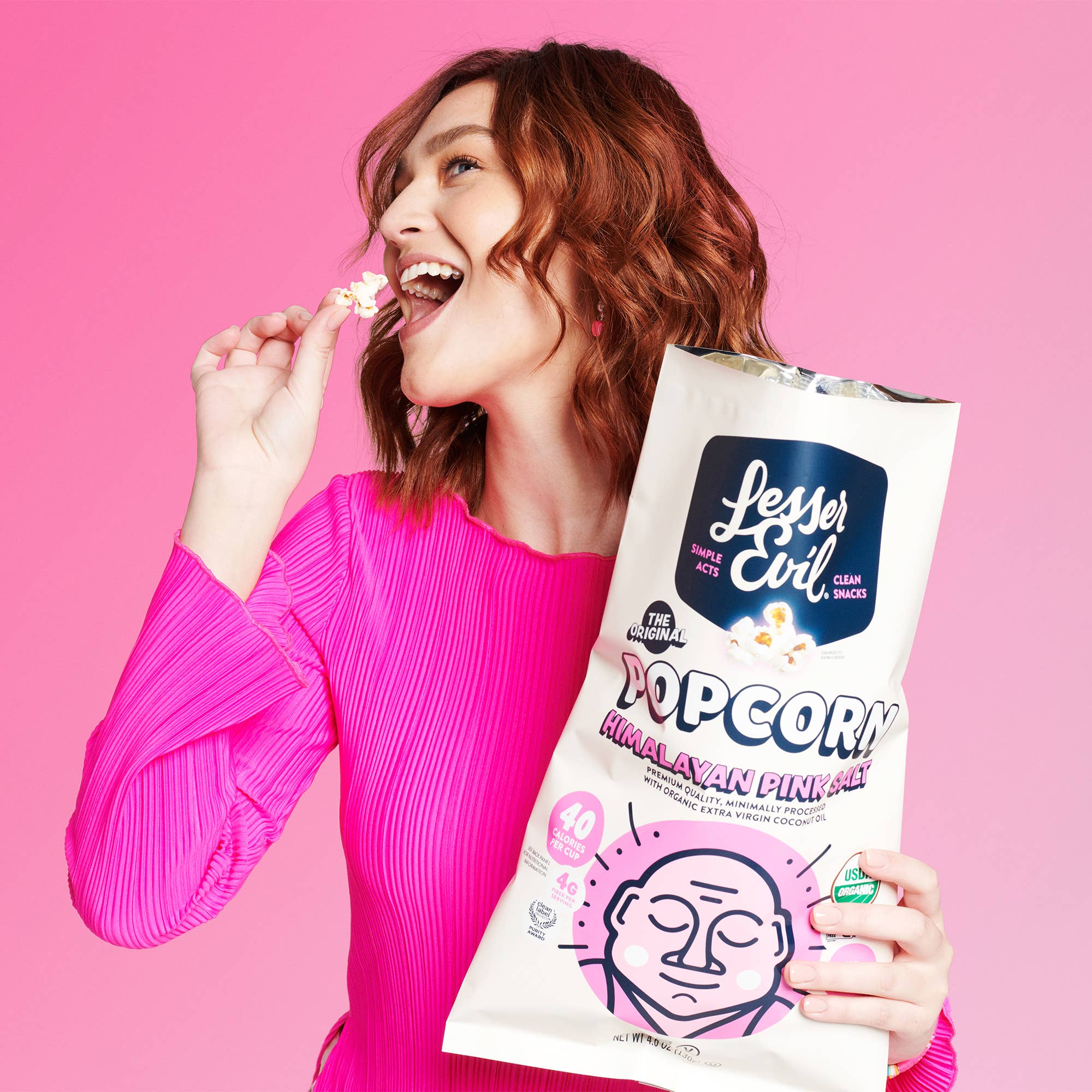 Lesser Evil Organic Popcorn, Himalayan Pink 4.6 oz