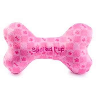 Image of Haute Diggity Dog - Pink Checker Chewy Vuiton Bone by Haute Diggity Dog