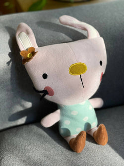 Image of Viverano Organics - Sam Bunny Organic Cotton Stuffed Animal Baby Kid Toy
