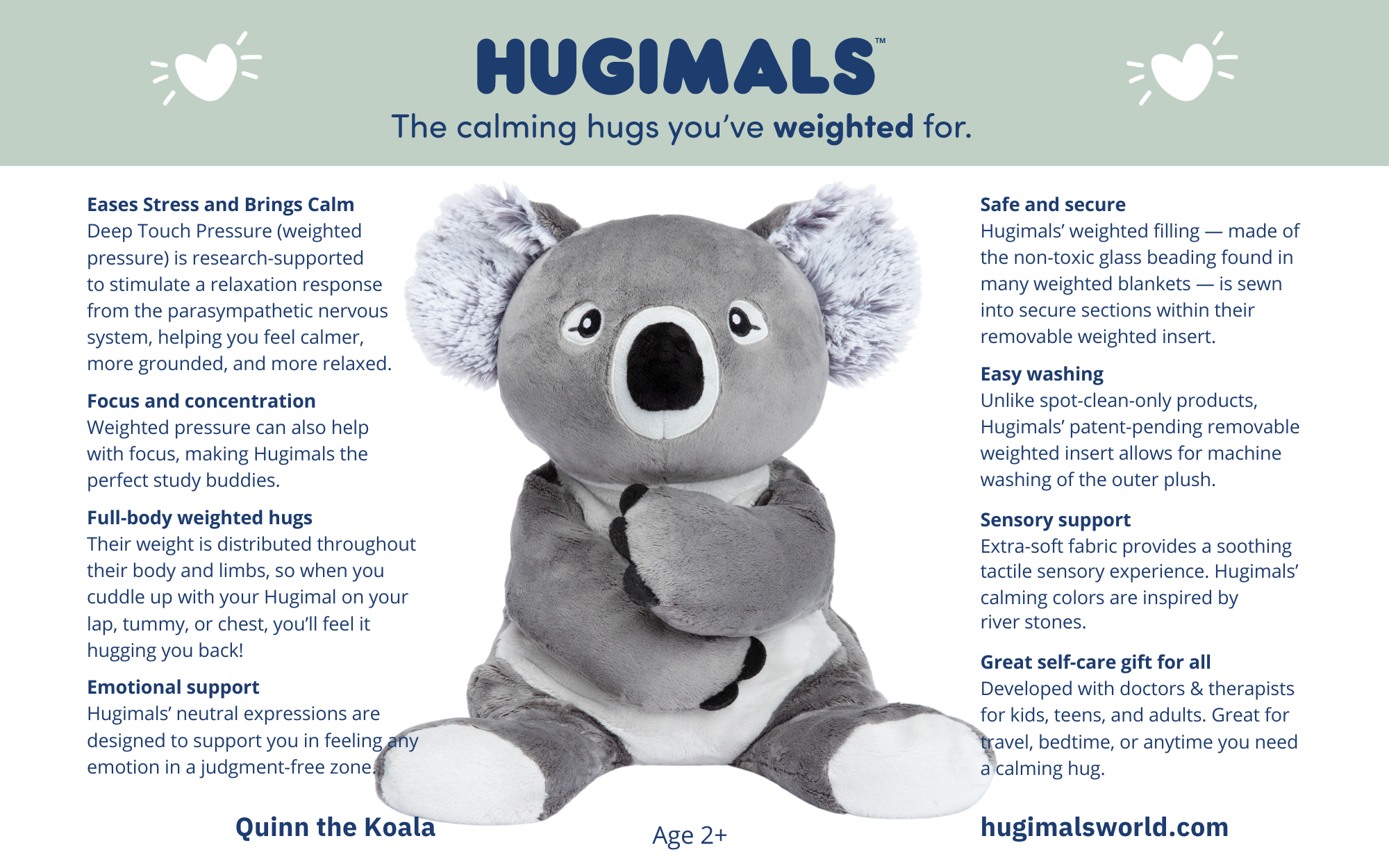 Image of Hugimals World - Quinn the Koala 4.5 lb Weighted Plush Anxiety: Kids & Adults
