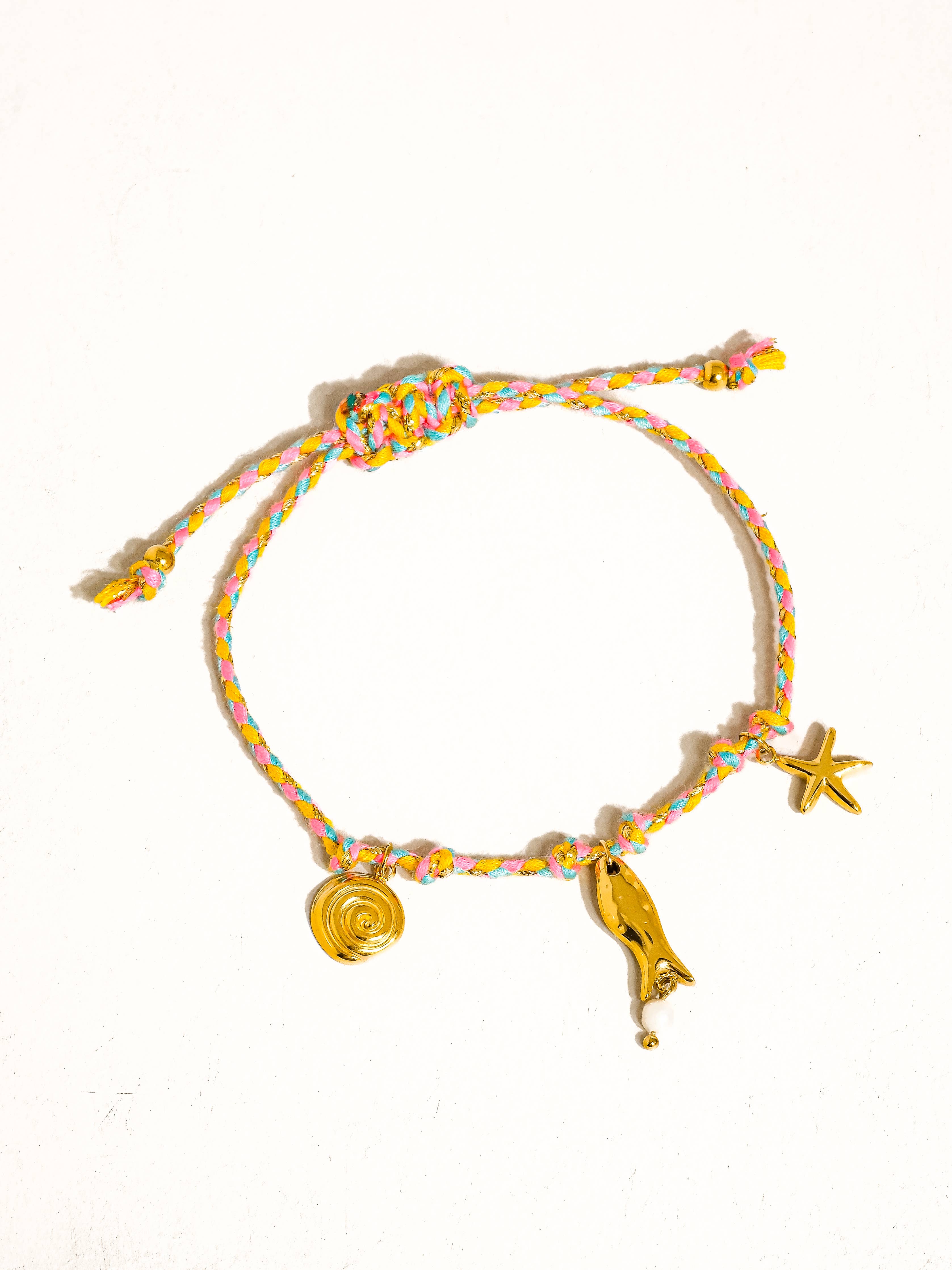 Image of Menton 18K Gold Non-Tarnish Summer Rope Charm Bracelet