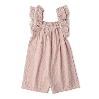 Organic Flutter Jumpsuit - Coral Stripes