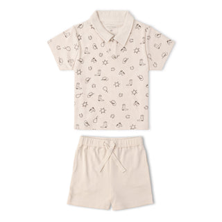 Organic Collar Tee & Shorts Set - Rodeo
