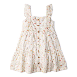 Organic Flutter Buttoned Tiered Dress - Spring Weave