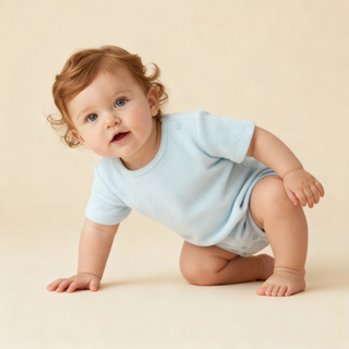 Makemake Organics - Organic Short Romper - Light Blue