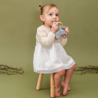 Viverano Organics - Elephant - Organic Stuffed Animal Baby Ring Rattle