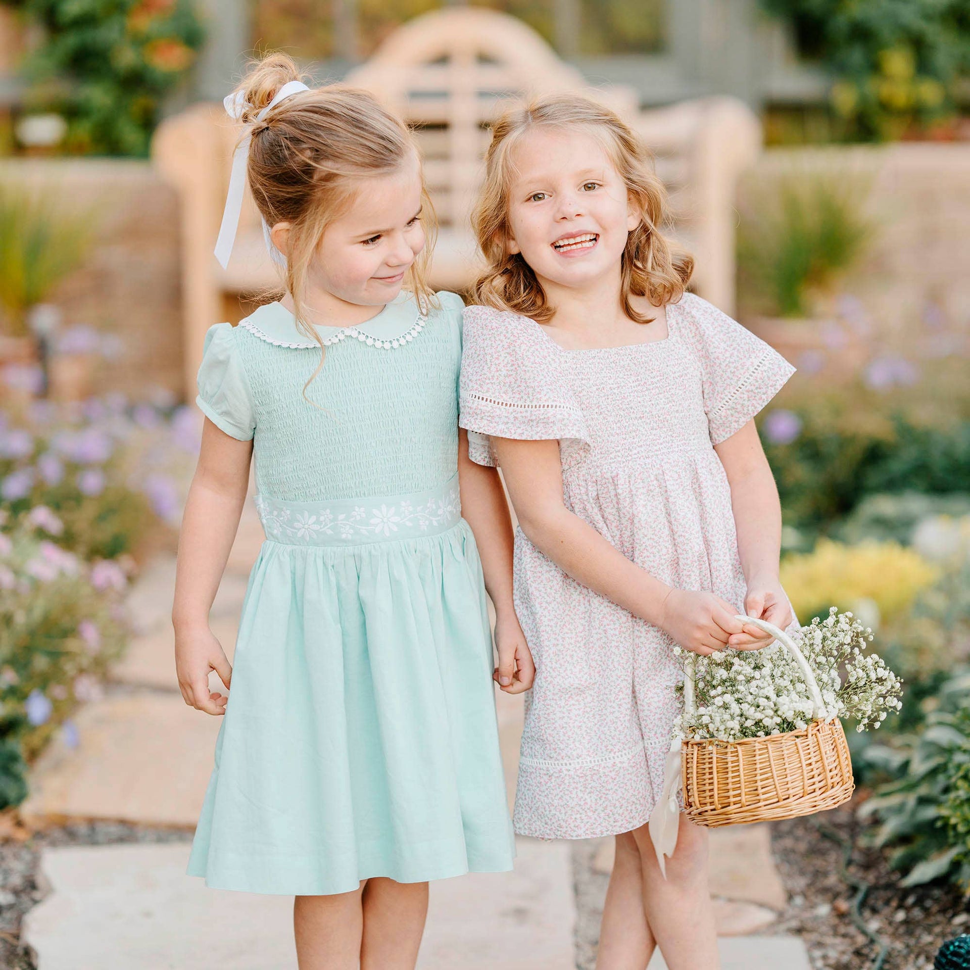 Hope and Henry - Organic Smocked Bell Sleeve Dress