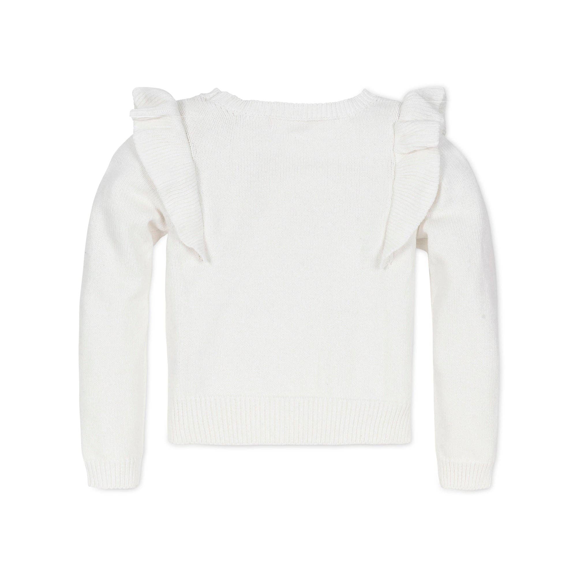 Image of Textured Yoke Ruffle Sweater
