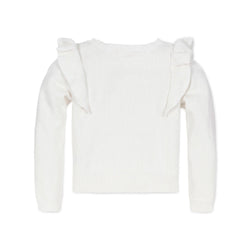 Image of Textured Yoke Ruffle Sweater