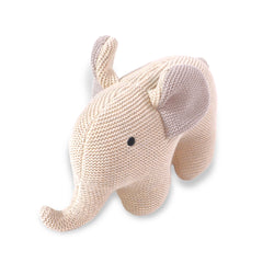 Image of Elephant Knit Stuffed Animal Soft Baby Toy (Organic Cotton)