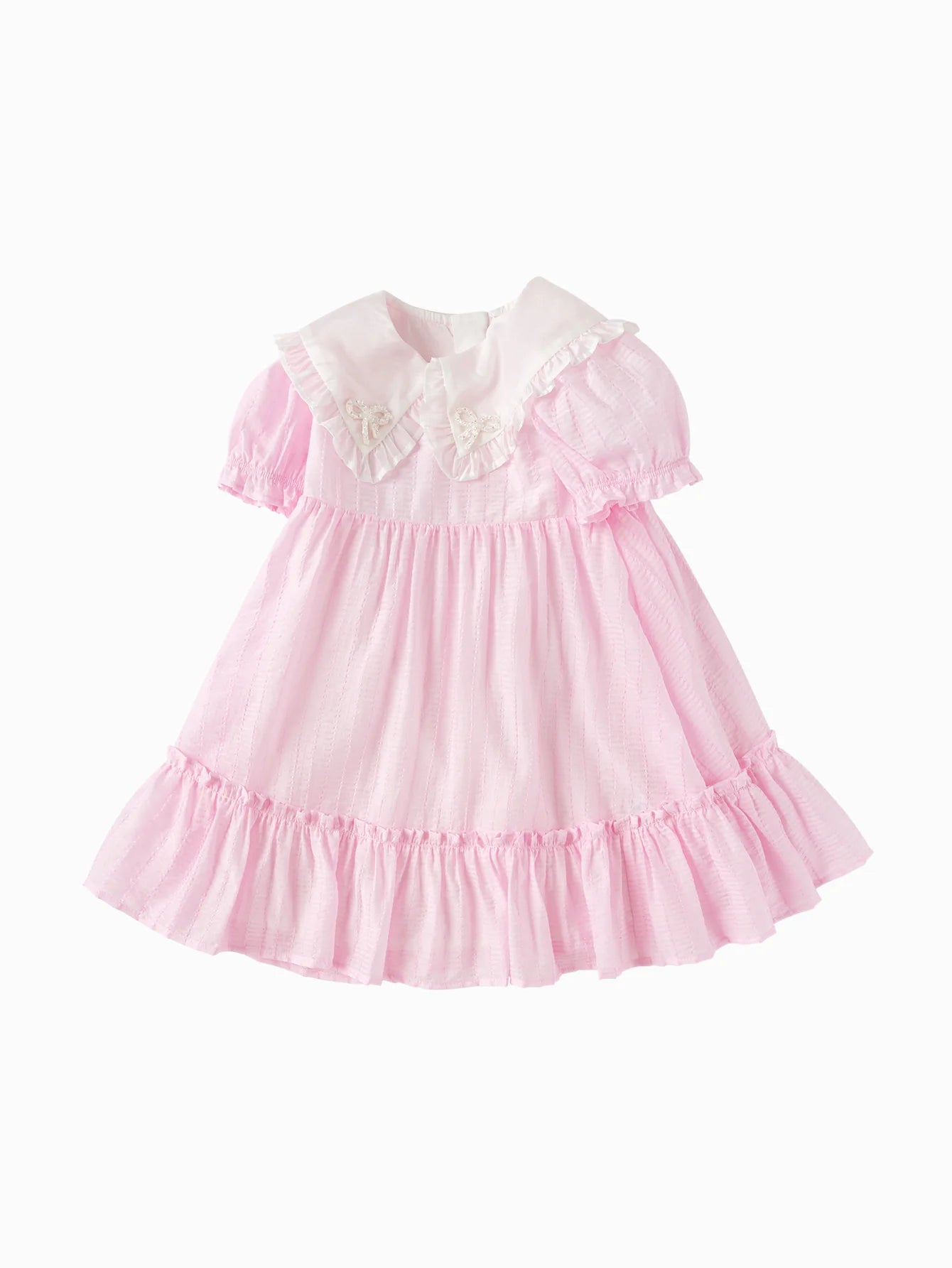 Balabala Toddler Girl Pink Fun Style Woven Dress