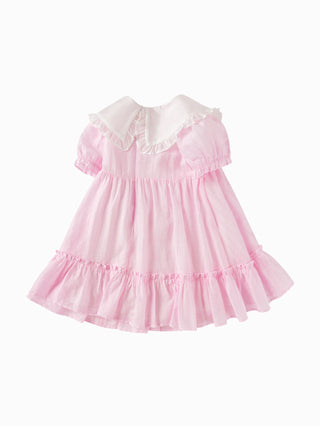 Balabala Toddler Girl Pink Fun Style Woven Dress
