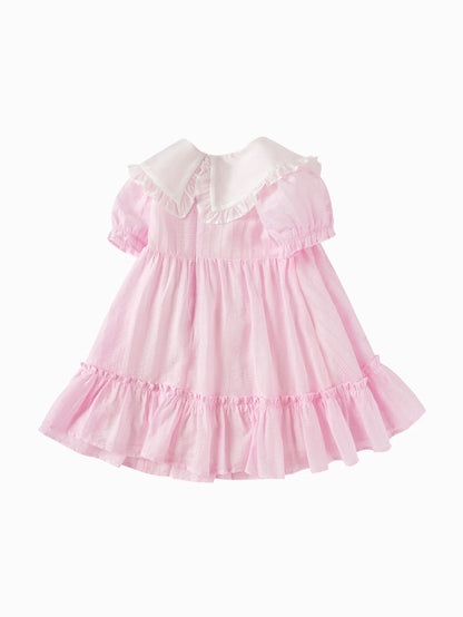 Balabala Toddler Girl Pink Fun Style Woven Dress