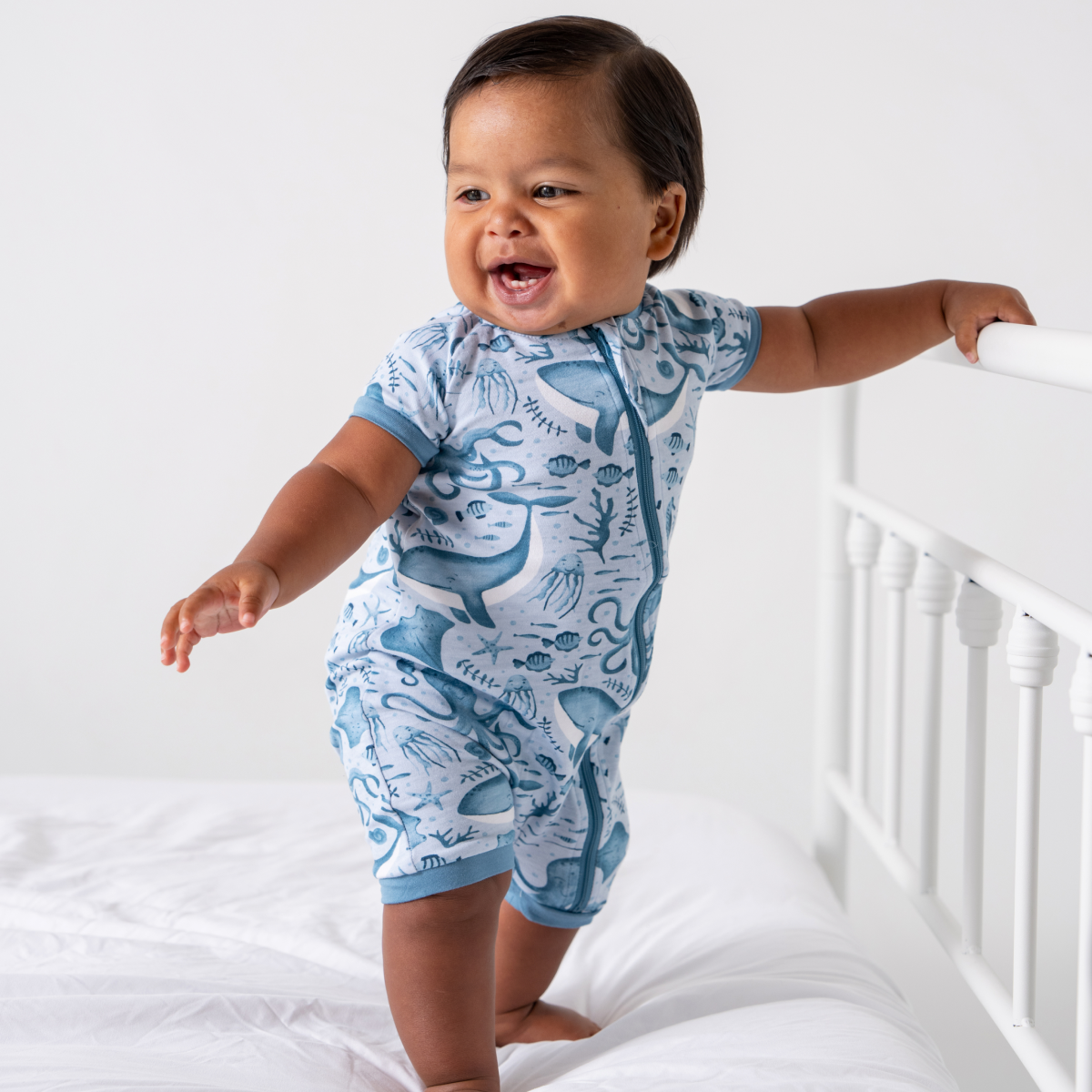 Image of Baby Short-Sleeve Bamboo Romper