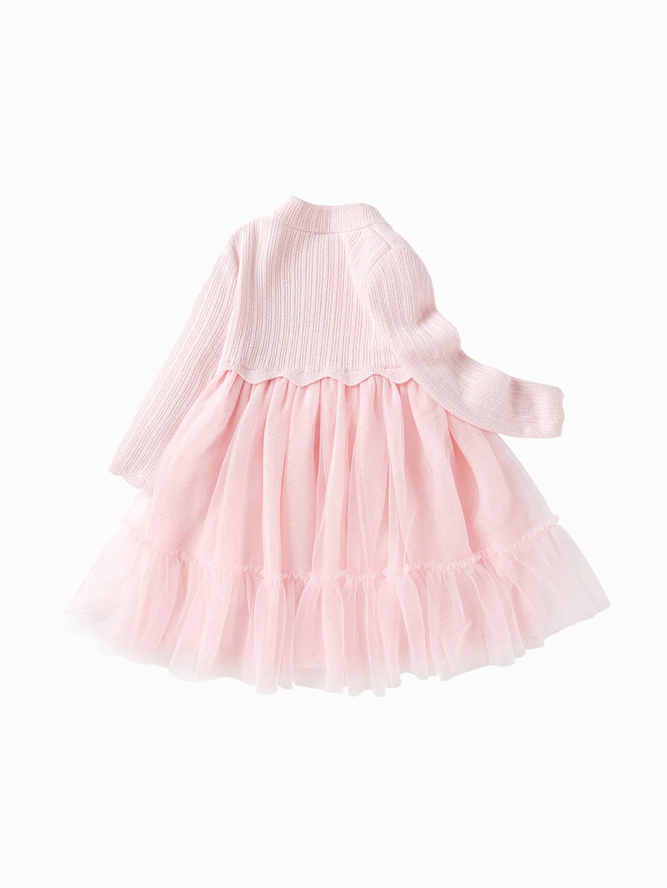 Balabala Toddler Girl New Year Season Pink Woolen One-Piece Dress