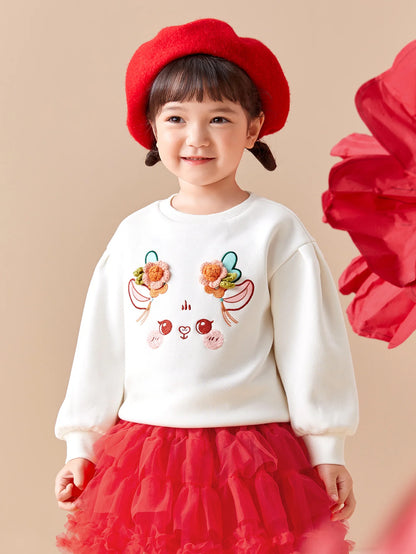 Balabala Toddler Girl New Year Season Knitted Long Sleeve Sweatshirt