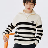 Balabala Kids Unisex White Black Hue Sweater