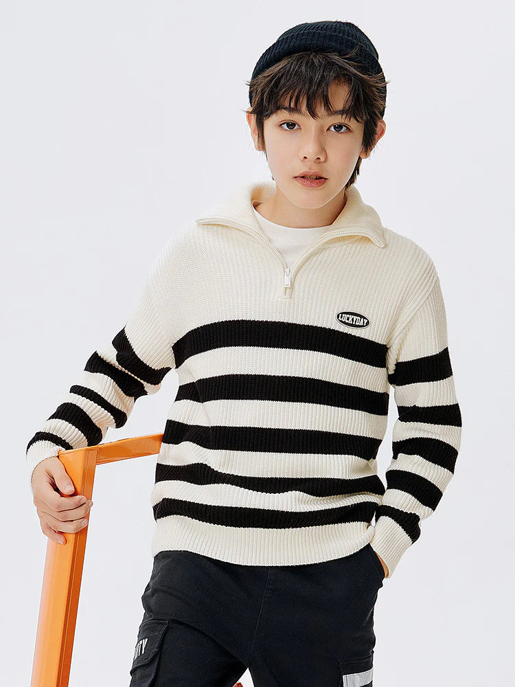 Balabala Kids Unisex White Black Hue Sweater