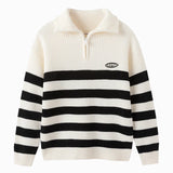 Balabala Kids Unisex White Black Hue Sweater