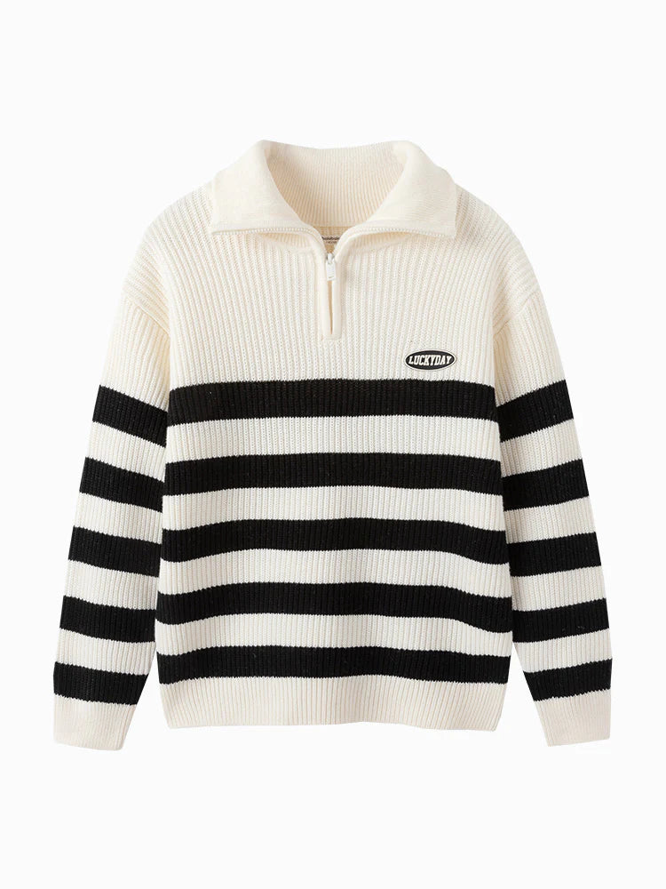 Balabala Kids Unisex White Black Hue Sweater